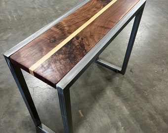 Modern Black Walnut and Maple Sofa Table