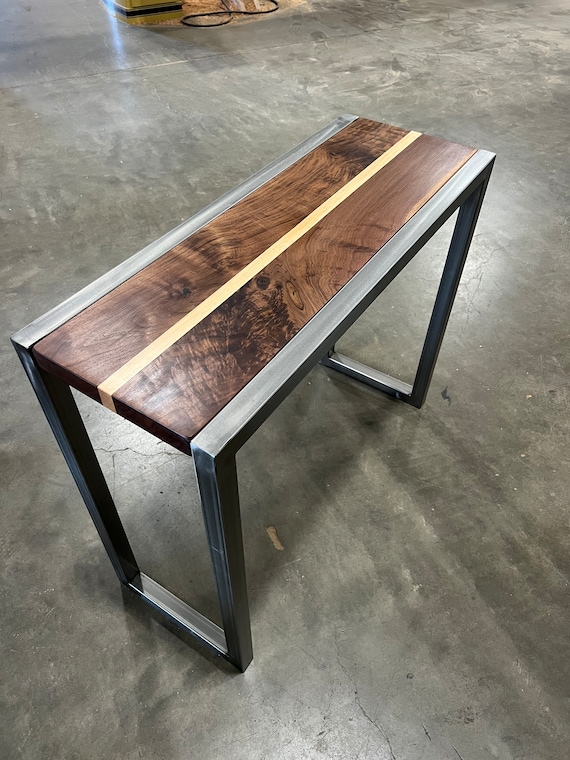 Modern Black Walnut and Maple Sofa Table. Sofa Table. Reclaimed Wood Table. Console Table. Industrial Table. Black Walnut. Maple.