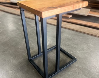 Reclaimed Wood C-Table, Industrial Couch Table, Douglas Fir