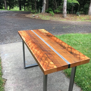 Reclaimed wood sofa table. Industrial sofa table. Industrial console table. Wood and steel table. Industrial media stand. Office table. image 8