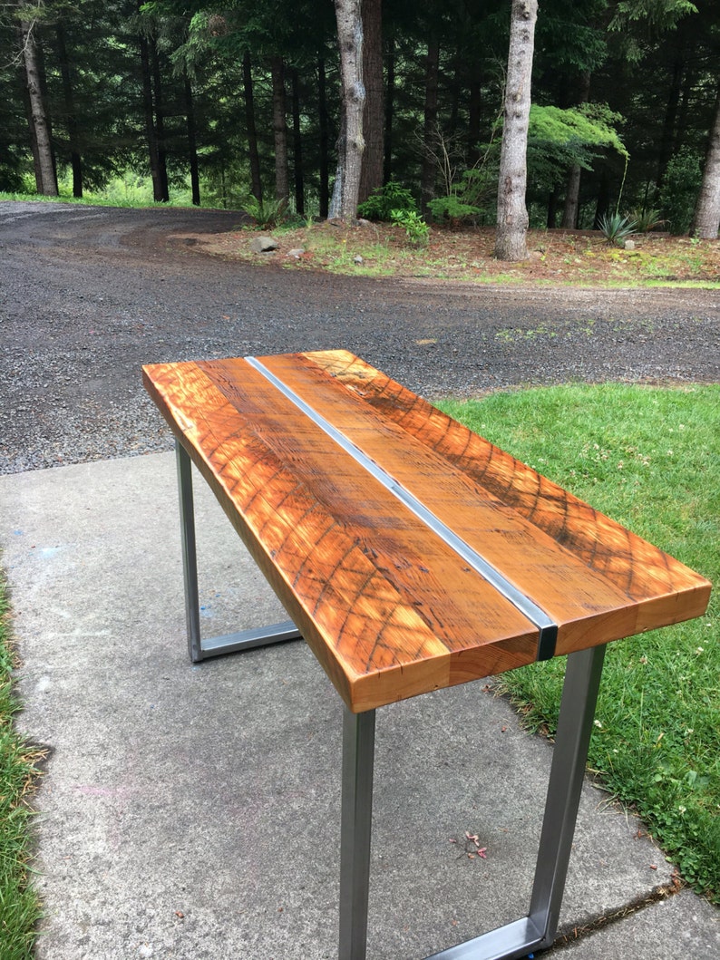 Reclaimed wood sofa table. Industrial sofa table. Industrial console table. Wood and steel table. Industrial media stand. Office table. image 8