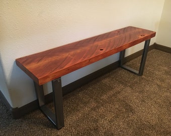 Industrial bench. Reclaimed wood bench. Free shipping, Dining room bench. Wood and steel bench. Entry bench. Free shipping. Old wood bench.