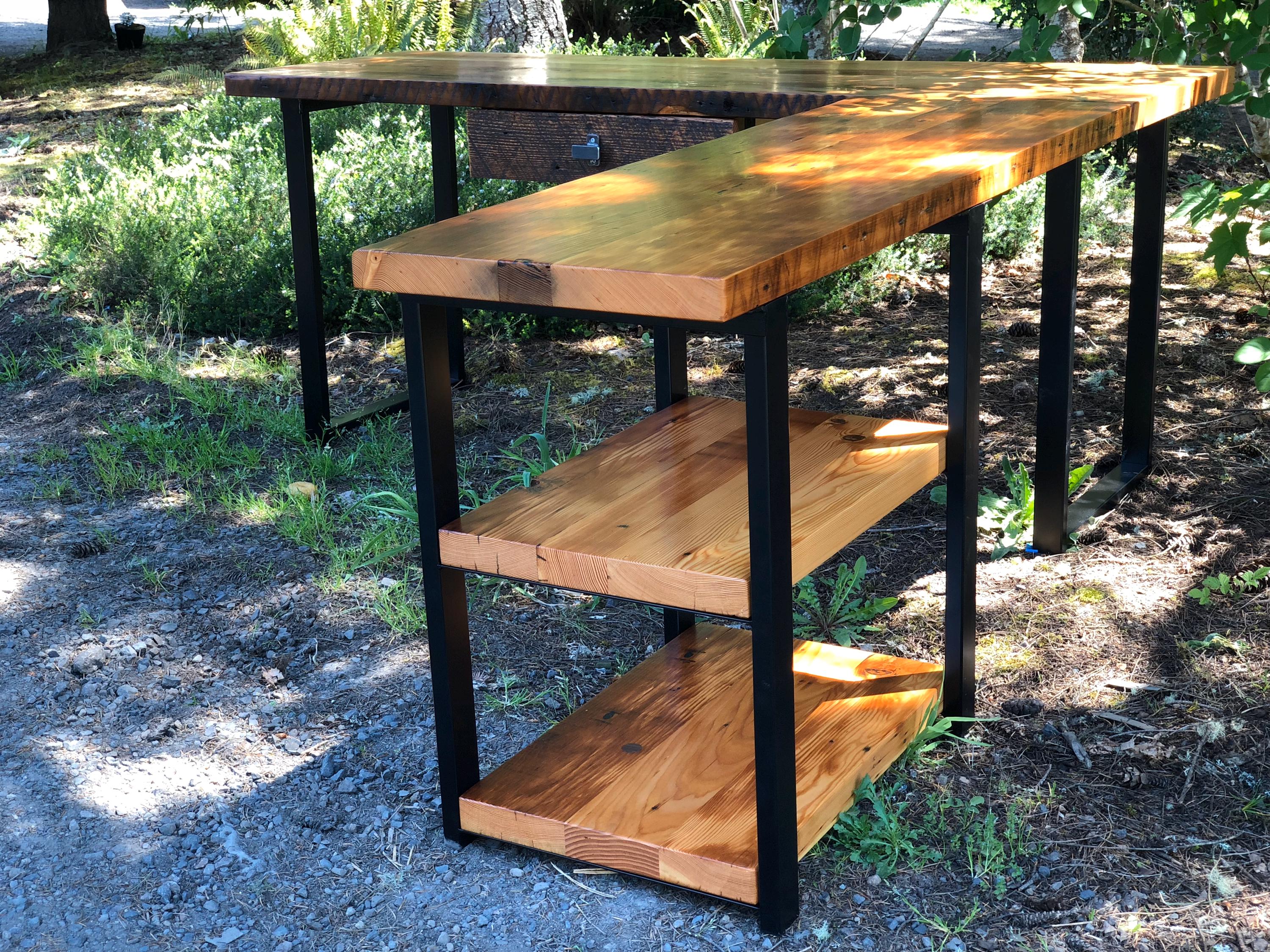 Add on Under-desk Shelf Addition | Reclaimed Wood | Fits 24