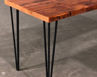 Industrial Table. Reclaimed wood desk. Dinner Table. Dining Table. Rustic Table. Thanksgiving. Hairpin Legs. Industrial Desk. Old Table.