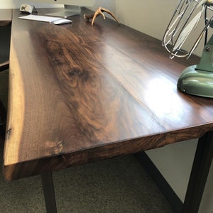 Walnut L shaped desk. Modern office desk. Solid wood desk. Executive desk. Dark wood desk. Hardwood desk. Walnut Table. Industrial desk. image 4