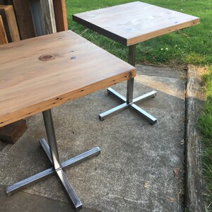 Industrial pub table. Bar table. Reclaimed wood table. Restaurant Table. Bistro Table. Pedestal Table. Dining table. Industrial Cafe Table. image 3