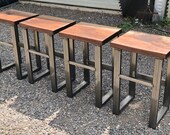 Industrial Walnut Stool. Bar Height Stool. Counter Height Stool. Modern Stool. Live Edge Stool. Rustic Stool.