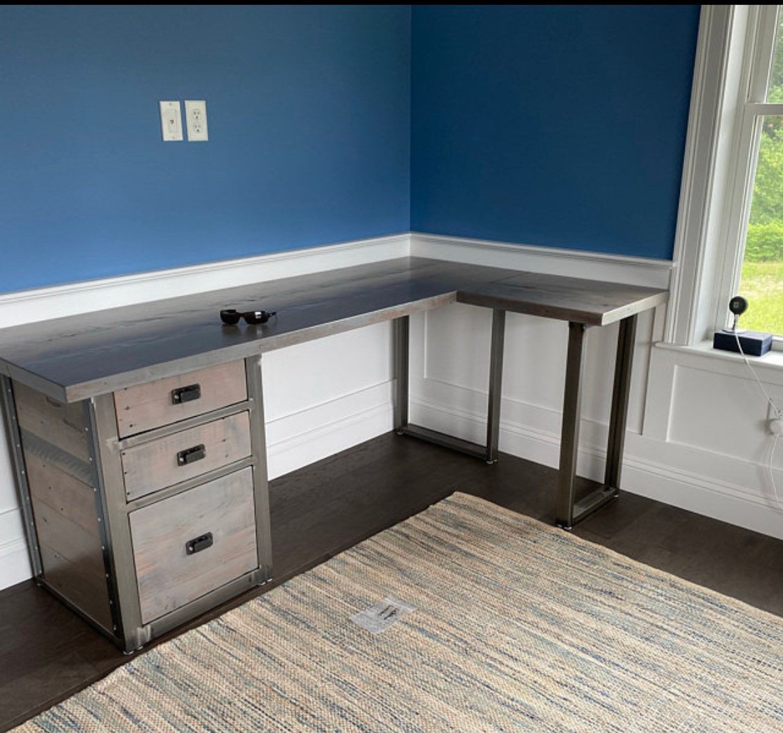 Free shipping Lshaped Desk. Reclaimed wood desk. Wood and Etsy