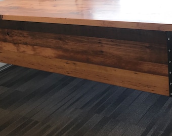 Reclaimed wood desk with modesty panel. Desk with wall. Desk with privacy. Executive desk. Office Desk. Stand alone. Rustic. Computer desk.