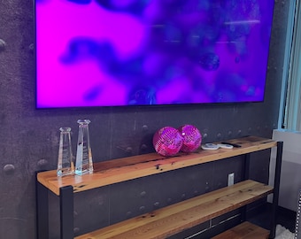 Reclaimed Wood Industrial Bookshelf Console Table – Custom Entryway Furniture
