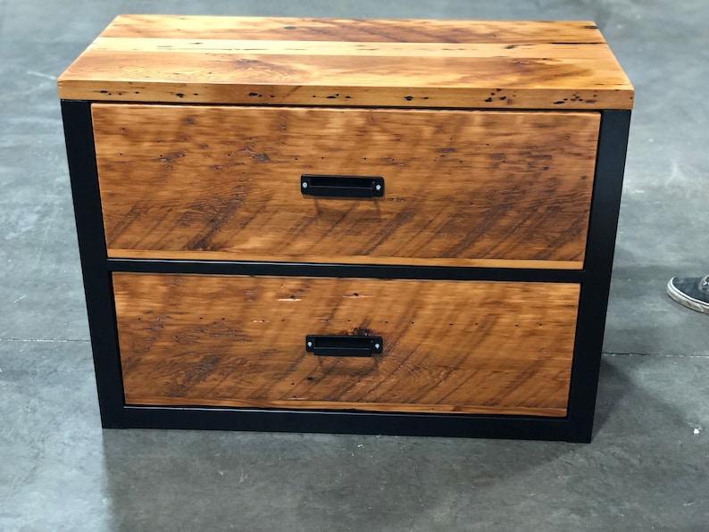 Industrial Lateral File Cabinet. Reclaimed Wood Cabinet. Credenza. Horizontal Cabinet. Large Filing Cabinet. Dresser. Desk Storage. Drawers. image 6