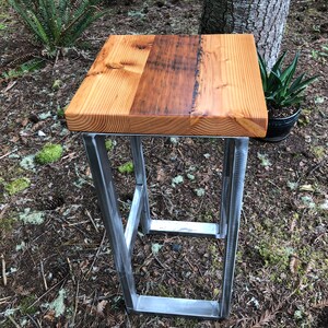 Reclaimed wood stool. Bar stool. Counter height stool. Wood and steel. Bar height Stool. image 4