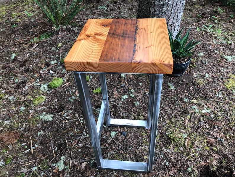 Reclaimed wood stool. Bar stool. Counter height stool. Wood and steel. Bar height Stool. image 4