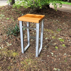 Reclaimed wood stool. Bar stool. Counter height stool. Wood and steel. Bar height Stool. image 2