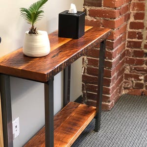 Reclaimed wood Sofa table. Industrial console table. Media stand. Sofa table with shelf. Console table with shelf. image 1