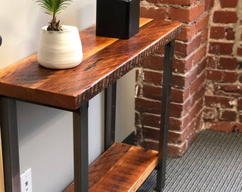 Reclaimed wood Sofa table. Industrial console table. Media stand. Sofa table with shelf. Console table with shelf.