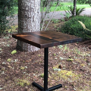 Industrial pub table. Bar table. Reclaimed wood table. Restaurant Table. Bistro Table. Pedestal Table. Dining table. Industrial Cafe Table.