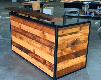 Industrial Reception desk. Reclaimed wood desk. Front counter desk. Office desk. Entry desk. Enclosed desk. Reception counter. Hostess stand