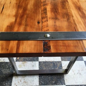 IRON banded desk. Reclaimed wood desk. Wood and steel desk. Iron banded desk. Office desk. Work desk. Old wooden image 7