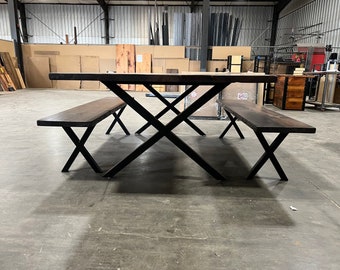 Steel legs, X shaped leg set. Cross legs Metal base. Bench pair. Table set. Modern legs.