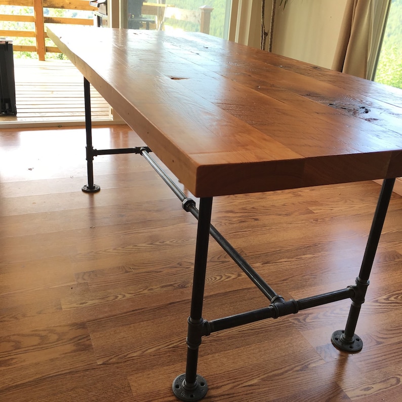 Reclaimed wood and pipe table. Industrial table. Black iron pipe table. Rustic table. Industrial office desk. Executive desk. image 3