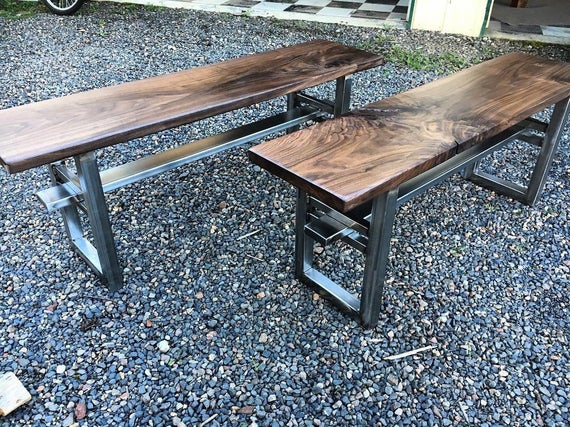 Industrial bench. Walnut bench. Hardwood bench. Entry bench. Walnut coffee table.
