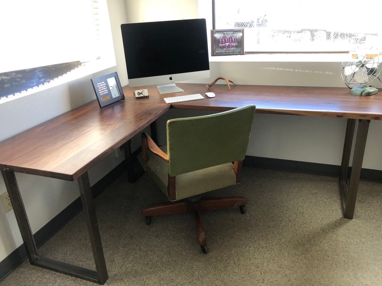 Walnut l shaped office desk discount