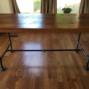 Reclaimed wood and pipe table. Industrial table. Black iron pipe table. Rustic table. Industrial office desk. Executive desk. image 2
