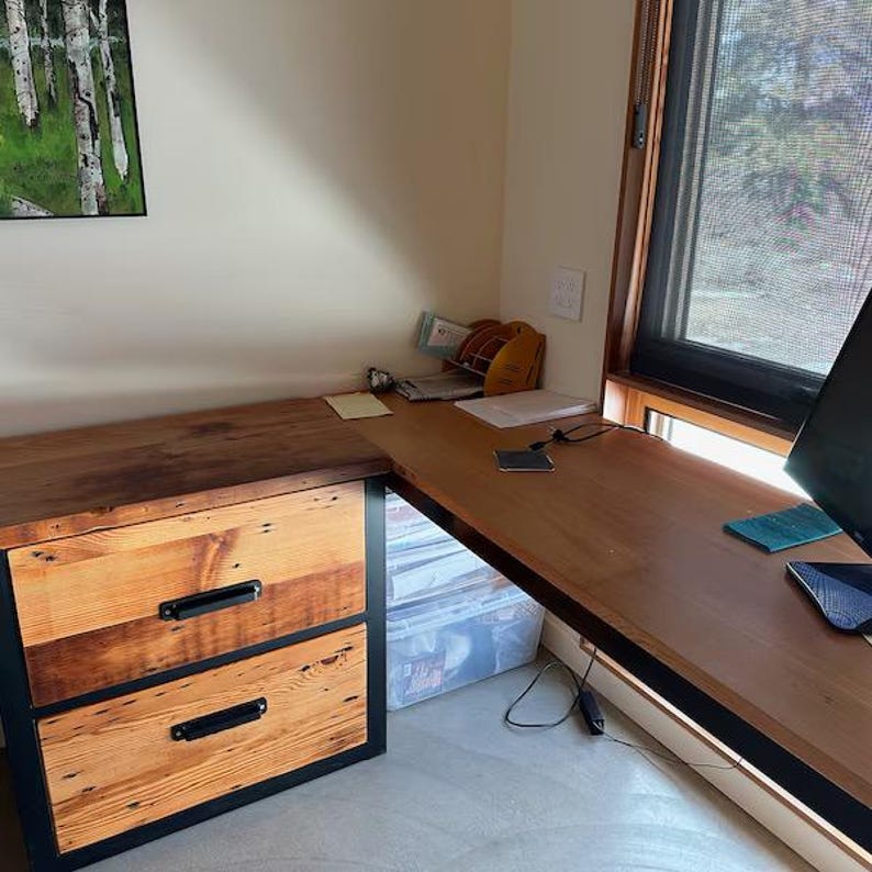 Industrial Lateral File Cabinet. Reclaimed Wood Cabinet. Credenza. Horizontal Cabinet. Large Filing Cabinet. Dresser. Desk Storage. Drawers. image 9