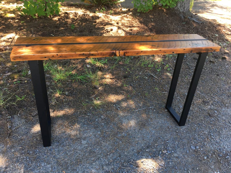 Reclaimed wood sofa table. Industrial sofa table. Industrial console table. Wood and steel table. Industrial media stand. Office table. image 5