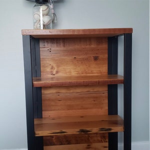 Industrial Bookshelf. Reclaimed Wood Bookshelf. Wood and Steel Book Shelf. Industrial Bookcase. 4 Shelf Storage Rack. Rustic. Modern. image 6