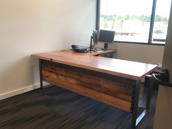 L Shaped Desk Desk With Modesty Panel Desk With Privacy Etsy