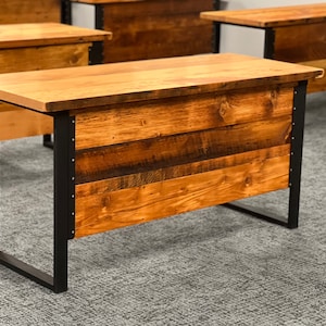 Stand-Alone Reclaimed Wood Desk with Modesty Panel