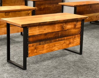 Stand-Alone Reclaimed Wood Desk with Modesty Panel