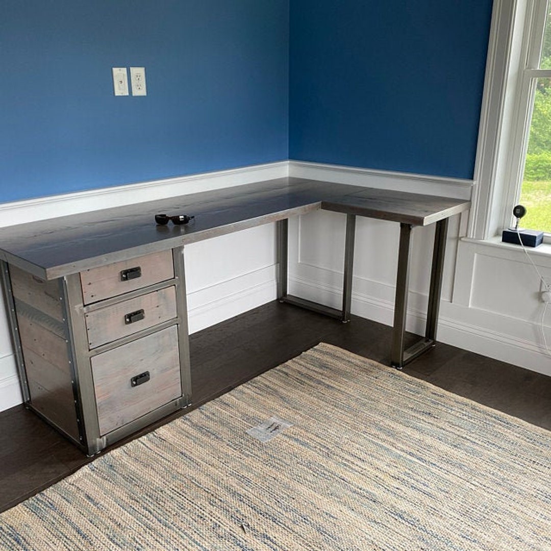 Attached Reclaimed Wood Industrial File Vertical File