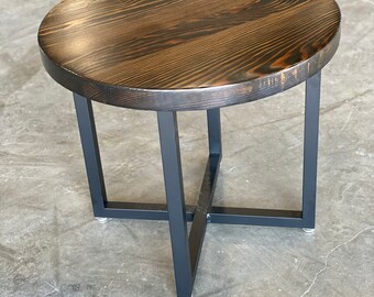 Reclaimed wood coffee table. end table. Round nightstand. End table. Round side table. Stand. Small table. Bedside table