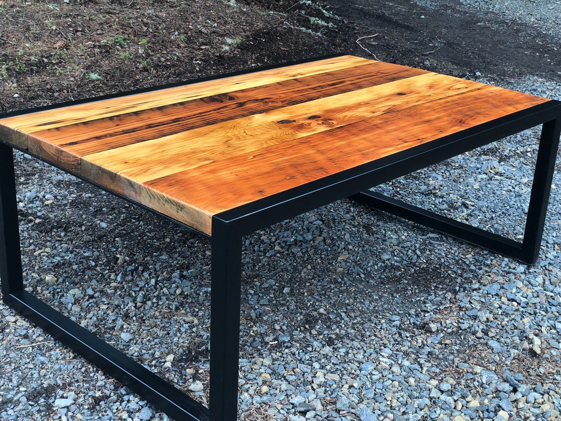 Industrial coffee table. Reclaimed wood coffee table. Etsy