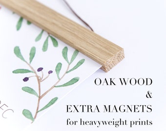 Wooden print hanger - oak poster hanger, magnetic hanger