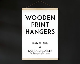 Wooden print hanger - oak poster hanger, magnetic hanger