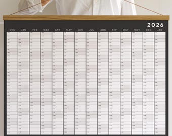 2026 Minimalistisch 14 Monaten Kalender - Personalisiert Wandkalender, Familienplaner A2 50x70 70x100