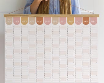 Jahresplaner 2026 - Wandkalender, Familienplaner, Geschenk Freundin, Deutscher Kalender A2 50x70 70x100