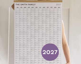 2027 Wall Planner personalized - block minimalist planner, home office business calendar