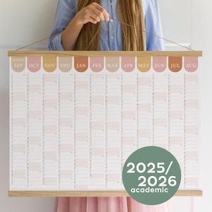 2025-2026 Academic Wall Calendar- Girl Power Planner | Custom Language | Personalized gift for Family A2 50x70 70x100