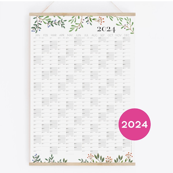 Agenda mural 2024 dans votre langue - personnalisé, agenda mural 18 x 24 24 x 36 A2 50 x 70 70 x 100