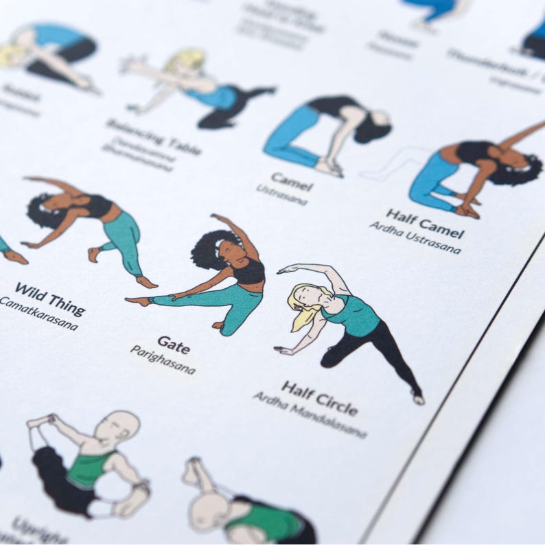 Yoga Asanas Guide Poster Multicultural - 150 Poses | Yoga Wall Art | Yoga Gift for Enthusiasts image 4