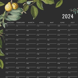 2024 Wall Planner Black white markers botanical Personalized, Wall Calendar in your language image 3