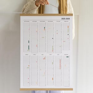 2025-2026 Wall Planner with stickers - Academic Wall Calendar, School Year Planner