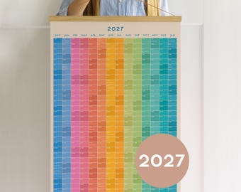 2027 Wall Planner 14 MONTHS - Personalized, Rainbow Wall Planner  A2 50x70 70x100