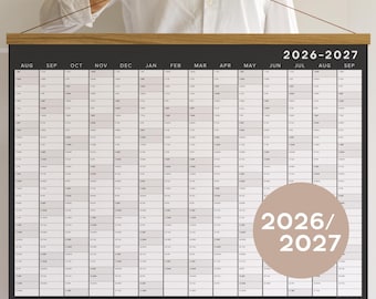 Wall Planner 14 Months 2026-27 | Academic, Fiscal Year Calendar | Personalized School Planner