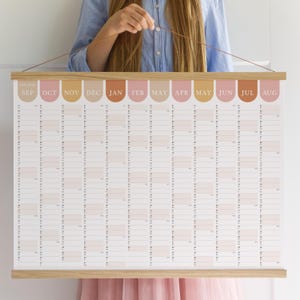 Calendario de pared académico 2025-2026 - Planificador Girl Power / Idioma personalizado / Boho A2 50x70 70x100